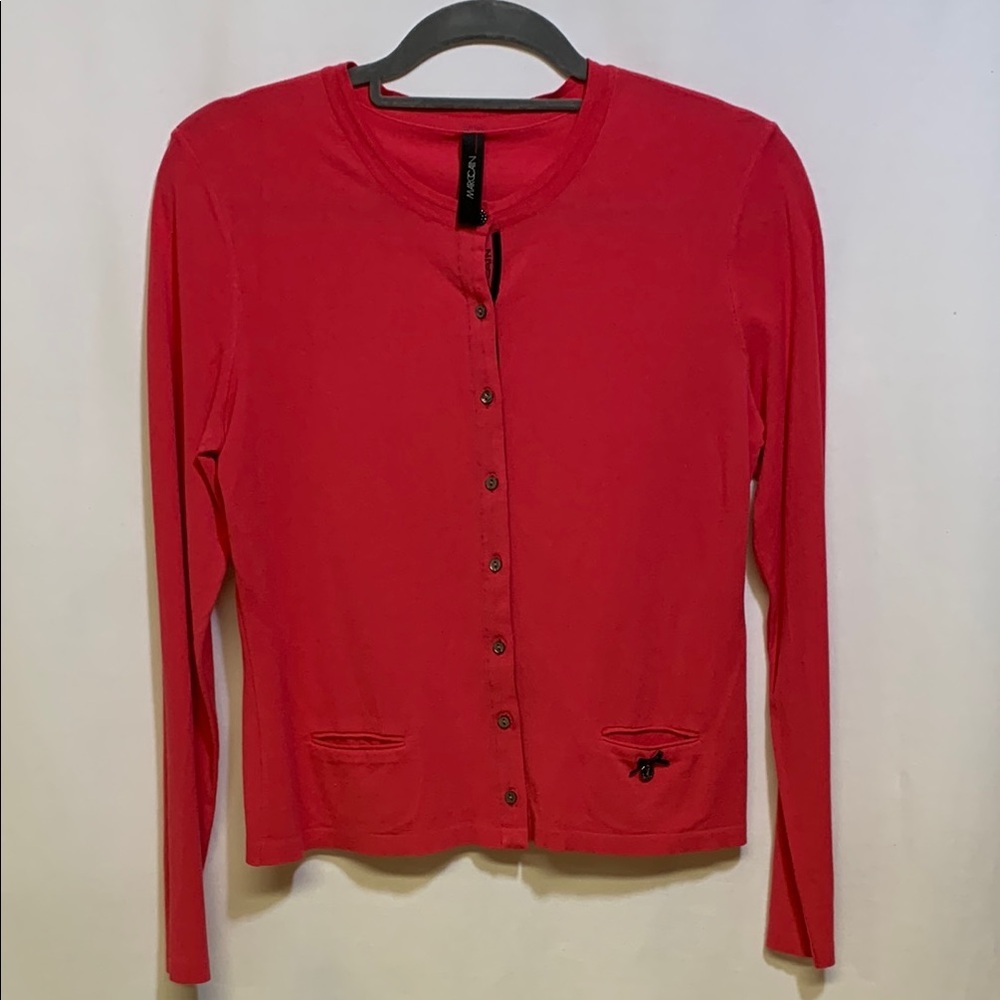 Marc Cain Vibrant Red Knit Button Down Top